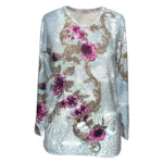 بلوز آستین بلند نگین کارشده نخی کد LMN335