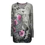 بلوز آستین بلند نگین کارشده نخی کد LMN318