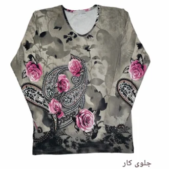 تصویر جلوی کار بلوز آستین بلند زنانه با کد LMN318