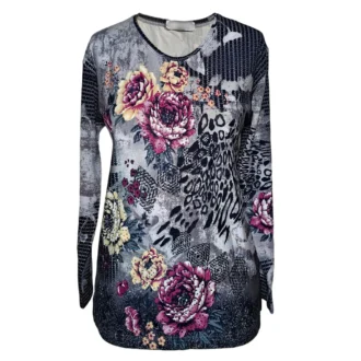 بلوز آستین بلند نگین کارشده نخی کد LMN319