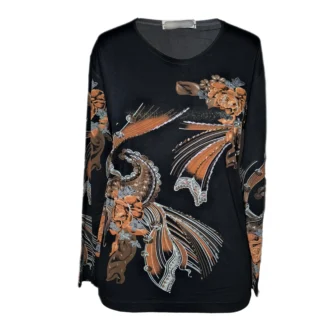 بلوز آستین بلند ملیله کارشده نخی کد LMN342