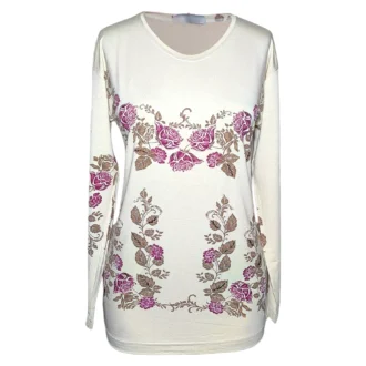 بلوز آستین بلند ملیله کارشده نخی کد LMN345